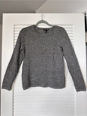 Eileen Fisher Silk/Linen Blend Black and White Knit Top XS